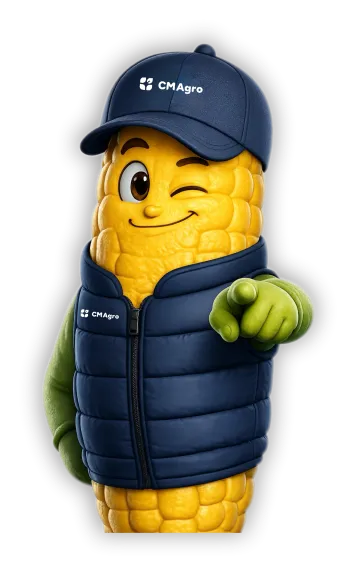 Tripsi, la mascota de CM Agro, guiñando un ojo y saludando